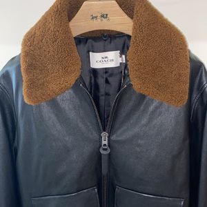 COACH LEATHER AVIATOR WITH SHEARLING - MENS